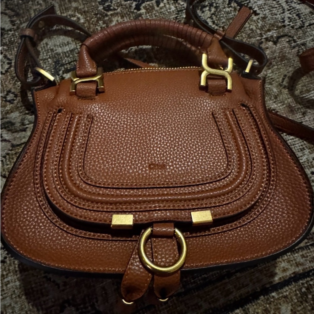 Brown Leather Saddle Bag with Gold Hardware - Designer Style